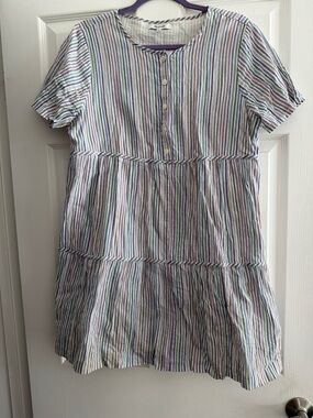 Madewell Multicolor Striped Cotton Tiered Dress